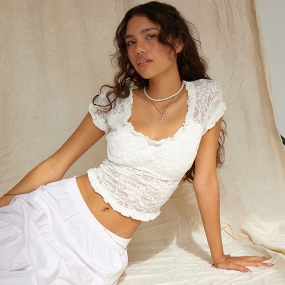 Motel Rocks Rufte Ivory Lace Top - Picture 1 of 5